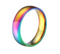 Toddmomy Anillo de Acero Titanio con Brillo Arcoíris Anillo de Moda para Mujer Diseño Único y Resistente al Agua Joyería Colorida Elegante Talla