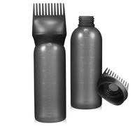 Toddmomy Aplicador de tinte para cabello, Botella aplicadora Root Comb, 2 piezas negras, peine aplicador y escala transparente, para limpieza en seco del cabello y uso personal