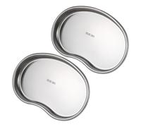 Toddmomy Bandeja de Acero Inoxidable Curva para Uso Dental Superficie Plana y Máxima Resistencia, Paquete de 2 Piezas Color Plata para Clínicas y Hospitales