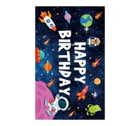 Toddmomy Banner Decorativo de Fiesta Temática Espacial Diseño de Astronauta y Cohete, de Tela Resistente, Color Brillante, Tamaño Mediano, Adecuado para Cumpleaños y Fotografía en Eventos