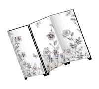 Toddmomy Biombo Oriental de Escritorio Plegable, Pantalla Plegable de Escritorio Retro, Acrílico Negro, 3 Paneles, Fácil Limpieza, Mejora Feng Shui, Decoración del Hogar y Espacio