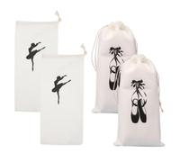 Toddmomy Bolsa de Ballet Portátil de Tela con Cordón para Guardar Zapatos de Baile, Paquete de 4 Bolsas para Niñas en Lecciones de Danza y Viajes