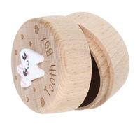Toddmomy Caja de Madera para Dientes de Leche de Ñiño, 3d Tallada, Gran Capacidad, para Guardar Varios Dientes y Conservar Recuerdos de Niños y Niñas