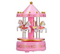 Toddmomy Caja de Música de Carrusel Rosa Portátil Diseño Creativo y Fácil de Operar, Adorno Elegante para Decoración Romántica en Temporada de Graduación