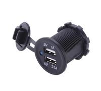 Toddmomy Cargador Adaptador Mechero Dual USB para Moto y Coche Puerto USB con Luz LED Azul Resistente al Agua y Polvo Compatible con GPS y Tabletas Diseño Compacto Portátil Negro