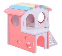 Toddmomy Casa de Juegos para Hámsteres Doble de Madera Ecología para Hámster y Cobayas Accesorios para Jaulas Juguete para Mascotas Pequeñas