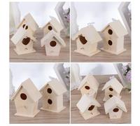 Toddmomy Casitas de Pájaros de Madera Creativas en Forma de Corazón, Colgantes para Adorno de Jardín y Oficina, Pack de 4 Unidades Beige, Diseño de Doble Capa con Dos Agujeros