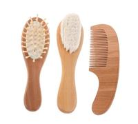 Toddmomy Cepillo y Peine para Cerdas de Lana Suave Cepillo Baño para Recién Nacidos y Pequeños Cuidado Delicado del Cabelludo y Desenredado