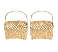 Toddmomy Cesta tejida de bambú decorativa para cocina y jardín, 2 piezas cesta pequeña para frutas con asa, estilo natural y sin olor para uso doméstico Color Aleatorio