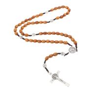 Toddmomy Collar de Madera Marrón con Cruz Colgante para Oración y Bendiciones Religiosas, Estilo Clásico y Elegante, Adecuado para Uso Diario y Eventos Espirituales