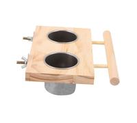 Toddmomy Comedero De Inoxidable para Aves Percha De Madera Alimentador Doble para Loros y Aves Exóticas Accesorios para Jaulas De Mascotas Fácil De Limpiar y Usar