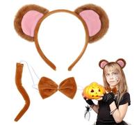 Toddmomy Conjunto de 2 Piezas: Diadema con Orejas de Mono Y Larga, Accesorios de Disfraz de Animal Marrón para Niños, Adultos, Hombres Y Mujeres, Disfraces de Halloween, Cosplay de Personajes,