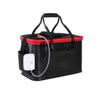 Toddmomy Cubo del Tanque Plegable de Eva Negro de 45cm para Pesca al Aire Libre, Diseño Bomba que Mantiene Vivos Peces Olor