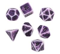 Toddmomy Dados Vintage Poliédricos de Acrílico Morado, Juego de 7 Piezas para Juegos de rol y Fiestas, Números Grandes para Fácil Lectura, Accesorios Retro para Mesa y Entretenimiento