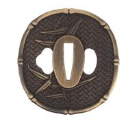 Toddmomy de Japonesa - Accesorio de Espada de Metal con Motivo Tallado de Hoja de bambú - Pieza Ornamental para wakizashi, Ideal para la fabricación de Espadas y como Parte de una colección