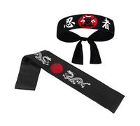 Toddmomy Diadema Japonesa Samurái 2 Piezas Diadema Ancha de Algodón para Entrenamiento Karate y Chef Sushi Banda Deportiva Absorbente para Ejercicio y Disfraz Japonés