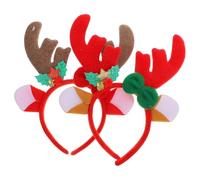 Toddmomy Diademas Navideñas Astas de Reno de Felpa 2 Piezas 1 Color Caqui 1 Rojo Accesorio Festivo Adultos Adecuado para Disfraces y Fiestas de Navidad
