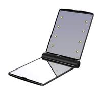 Toddmomy Espejo de Bolsillo LED Doble Cara en Color Negro, Plegable y Compacto, Ideal para Profesionales del Maquillaje y Uso en Viaje
