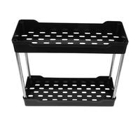Toddmomy Estante de Cocina Negro de 2 Niveles en PP y Acero Inoxidable, Diseño Escalonado Moderno Minimalista para Organizar y Almacenar Productos Fácilmente