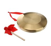 Toddmomy Gong Chino de Percusión de 32 Cm con Martillo, Instrumento Musical de Cobre Duradero con Platillo Rojo para Usos Tradicionales y Ceremoniales