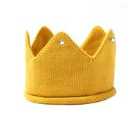 Toddmomy Gorro de Punto para Forma de Tiara, Color Amarillo Brillantes, Gorro Cálido para Recién Nacido Niña, Sombrero de Cumpleaños Adecuado para Otoño E Invierno, Accesorio Cómodo