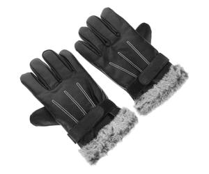 Toddmomy Guantes Térmicos Impermeables para Hombre, Esquí y Moto Invierno | Felpa, Algodón y Pu, Palma Antideslizante Mejor Agarre, Negro, para Pantallas y Senderismo Frío