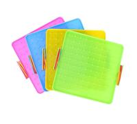 Toddmomy Herramientas de Aprendizaje de Matemáticas 4 Juegos de Geoplanos Plásticos Bandas Elásticas y Clavos Ajustables para Uso Escolar en Primaria