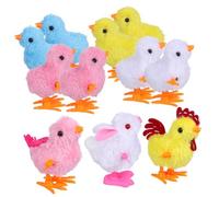Toddmomy Juguete de Cuerda Pollito Saltarín Suave con Diseño Realista de Colores con Conejo Peluche para Desarrollo Motriz y Decoración Festiva