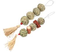 Toddmomy Juguetes para Masticar para Conejos y Hámsteres 2 Piezas, Bolas de Hierba Tejida a Mano, Accesorio Natural para Salud Dental y Entretenimiento de Pequeños Animales Domésticos