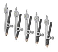 Toddmomy Kit de 5 Brújulas Portátiles para Dibujo Técnico Materiales de Madera y Metal, Herramienta Precisa para Estudiantes en Escuela y Hogar