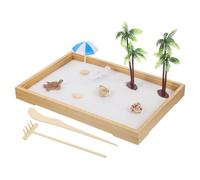 Toddmomy Kit de Jardín Zen Miniatura para Escritorio Paisaje Oceánico en Resina y Bambú, Bandeja de Arena para Decoración de Playa y Festival