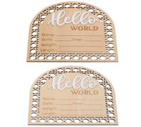 Toddmomy Letreros de Madera para Recién Nacidos 2 Piezas, Cartel de Anuncio Hola Mundo Nombre del Ñiño, Decoración para Hospital y Guardería Segura Olor, Adecuado para Fotos de Ñiño