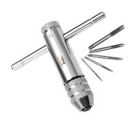 Toddmomy Llave de Trinquete Ajustable para Macho M3-m8 de Acero Plata, Manual con Mango en T para Taller y Uso en Casa, 1 Set Incluido