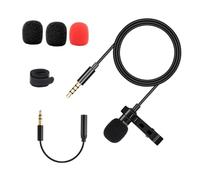 Toddmomy Micrófono Lavalier Omnidireccional con Clip Mini para Grabación Compatible con Teléfono Computadora y Escritorio Cable de Espumas y Adaptador y Portátil para Entrevistas y