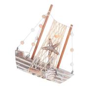 Toddmomy Modelo de Barco de Vela Vintage de Madera Decoración Náutica, Detalles de Conchas y Red, Adecuado para Decoración Marítima Hogar o Fiesta Temática