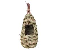Toddmomy Nido de Pájaro de Hierba Tejido 10x10x25 Cm, Casa de Paja Colgante para Jardín Interior y Exterior, Cabaña Natural para Cría y Descanso de Aves Pequeñas, Decoración para Balcón