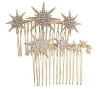 Toddmomy Peinetas Doradas para Cabello con Detalles de Imitación, Accesorios de Metal Livianos para Boda y Fiesta, Set de 2 para Mujeres y Niñas