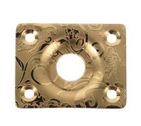 Toddmomy Placa de conexión para guitarra plateada grabada estilo vintage | Placa de interfaz de salida cuadrada de acero inoxidable para guitarra eléctrica/bajo | Accesorio para instrumentos de