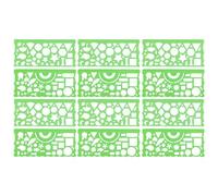 Toddmomy Plantillas de Dibujo Geométrico de Plástico Pp Verde, Regla de Medición para Estudiantes, 12 Piezas, Adecuado para Arquitectura E Ingeniería Civil