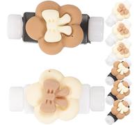Toddmomy Protectores de Cable USB 8 Piezas Diseño de Flores Adorables, Funda para Cable de Datos en Colores Beige y Café, Cobertura Antidesgaste para Cargador y Auriculares, Adecuado