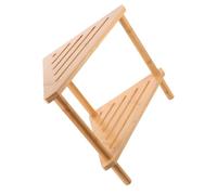 Toddmomy Taburete para Baño de Madera y Bambú Diseño Triangular Doble Capa, Reposapiés y Estantería para Almacenaje en Ducha o Mueble Baño