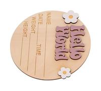 Toddmomy Tarjeta conmemorativa del recién nacido. del bebé vivero fiesta Tarjeta conmemorativa para recién nacidos señal de anuncio de bebé marca de nacimiento de madera Púrpura