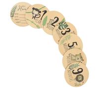 Toddmomy Tarjetas de Hitos Mensuales para Ñiño, 7 Letreros de Madera Reversibles Animales y Números, Ligeros y Seguros al Tacto, para Baby Shower