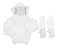 Toddmomy Traje de Apicultor Blanco de 1 Set Guantes Largos de Poliéster y Gamuza, Ropa Protectora Transpirable y Resistente para Apicultura y Trabajo Abejas