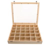 Toddmomy Vitrina de Madera con 30 Compartimentos para Minerales y Piedras, Caja Organizadora Clásica con Protección Fuerte para Colección Científica y Obsequio