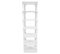 Toddmomy Zapatero 7 Niveles Organizador de Zapatos de Plástico Blanco Diseño Estrecho y Resistente, Adecuado para Almacenamiento en Casa