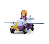 Toddys by siku 0109, Conny Cloudy, Avión de 3 piezas, Interconectable, Incluye figura móvil, Motor de fricción, Lila/Azul claro, A partir de 12 meses