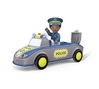 Toddys by siku 0148, Tom Trusty, Coche de policía de 3 piezas con Luz y Sonido, Combinable, Incluye figura de juguete móvil, Motor de fricción de calidad, Azul/Gris, A partir de 12 meses