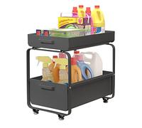 Todeco Almacenaje Bajo fregadero 2 Niveles, Organizador de Gabinete, Cajones Extraíbles para Armario de Fregadero Estantes, para Cocina Baño, Acero al carbono (Negro)