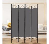 Todeco - Biombo Interior con 4 Paneles, Separador de habitación Plegable, Pantalla de privacidad para Dormitorio, Dormitorio, balcón, 160 x 180 cm, Color Gris